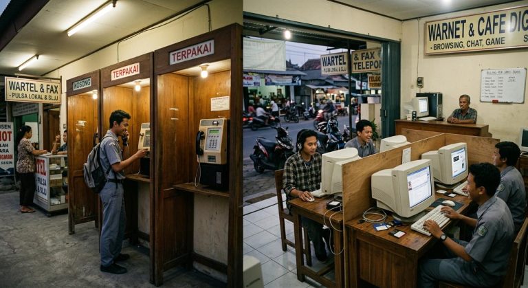 Dari Bilik Wartel ke Bilik Warnet: Transformasi Cara Anak Muda 90-an Berkomunikasi dan Nongkrong